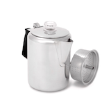 GSI Outdoors Glacier Stainless Steel Coffee Percolator Pot with Silicone Handle, 9-Cup, Grey Composite_or_Mixed