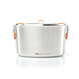 GSI Outdoors Glacier Stainless Steel Base Camper with Strainer Lid, Nestable, Large Front_Flat