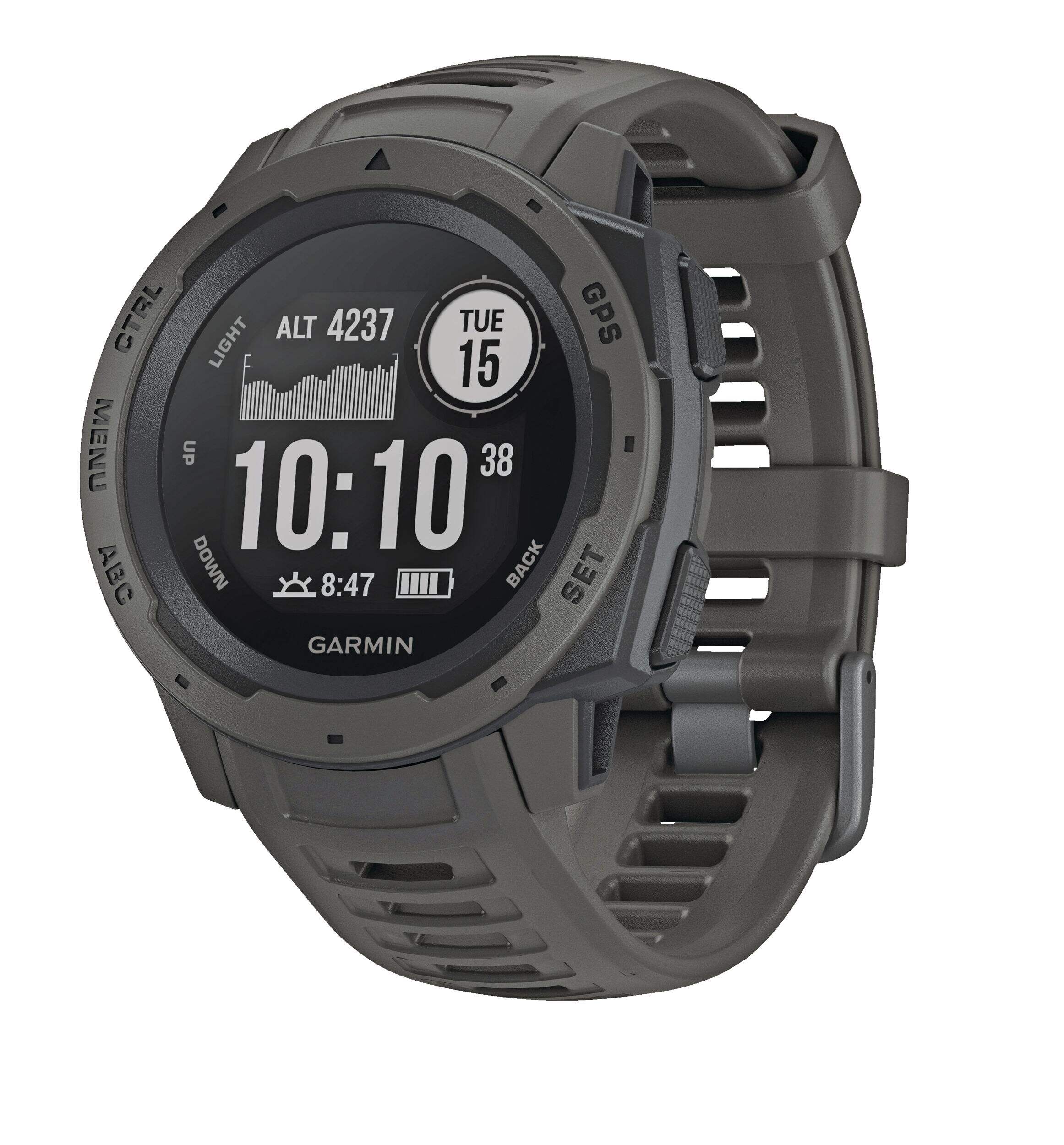 Garmin Instinct GPS Watch, Graphite Front_Flat