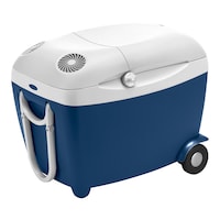 Mobicool Thermoelectric Power Wheeled Cooler/Warmer with Handle, 45-L, Blue Front_Three_Fourths_Angled_Right