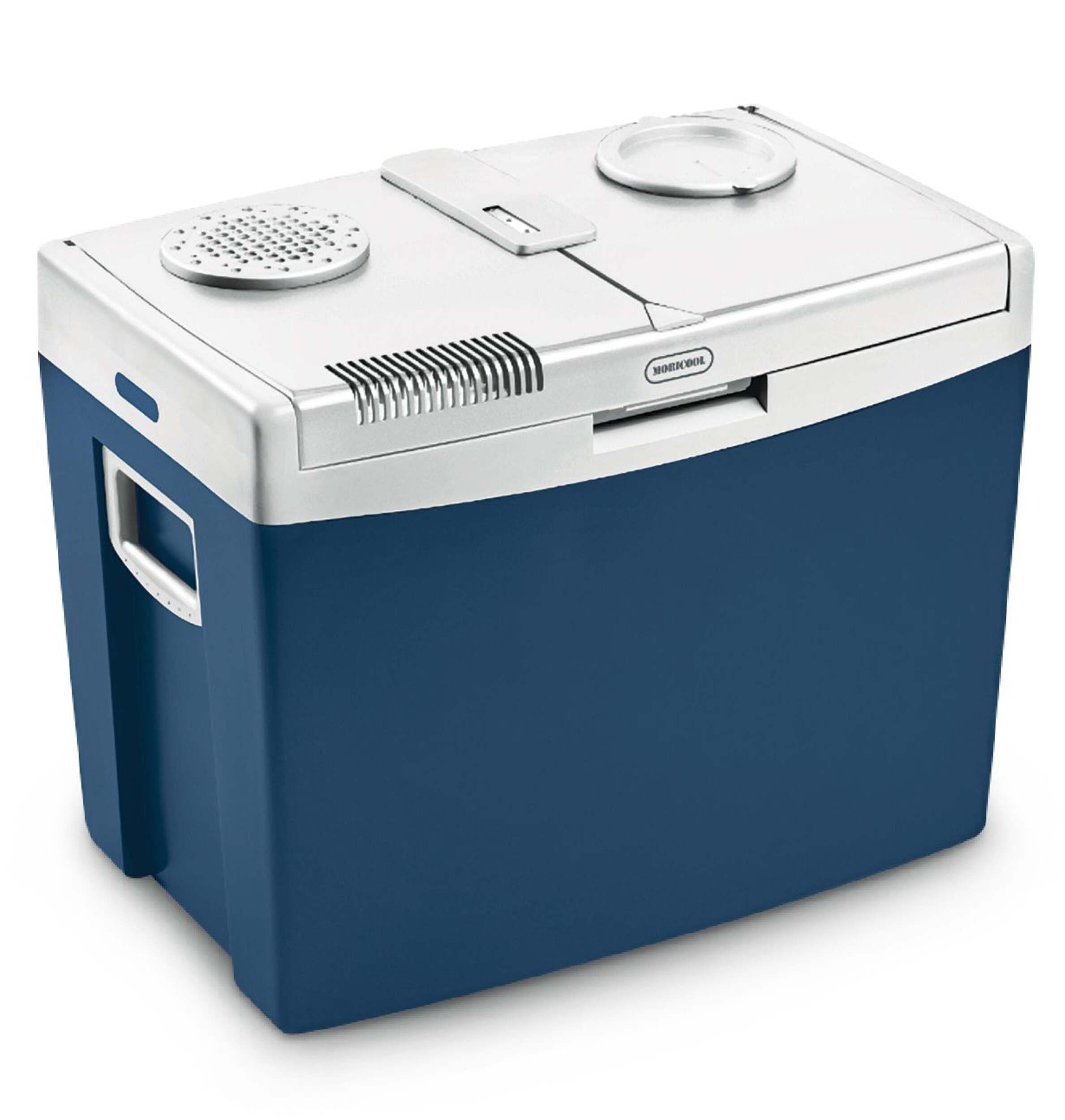 Mobicool 12V Cooler, 34-L, Blue Front_Three_Fourths_Angled_Right