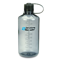 Nalgene Narrow Mouth Clear Water Bottle, 946-mL, Grey Front_Flat