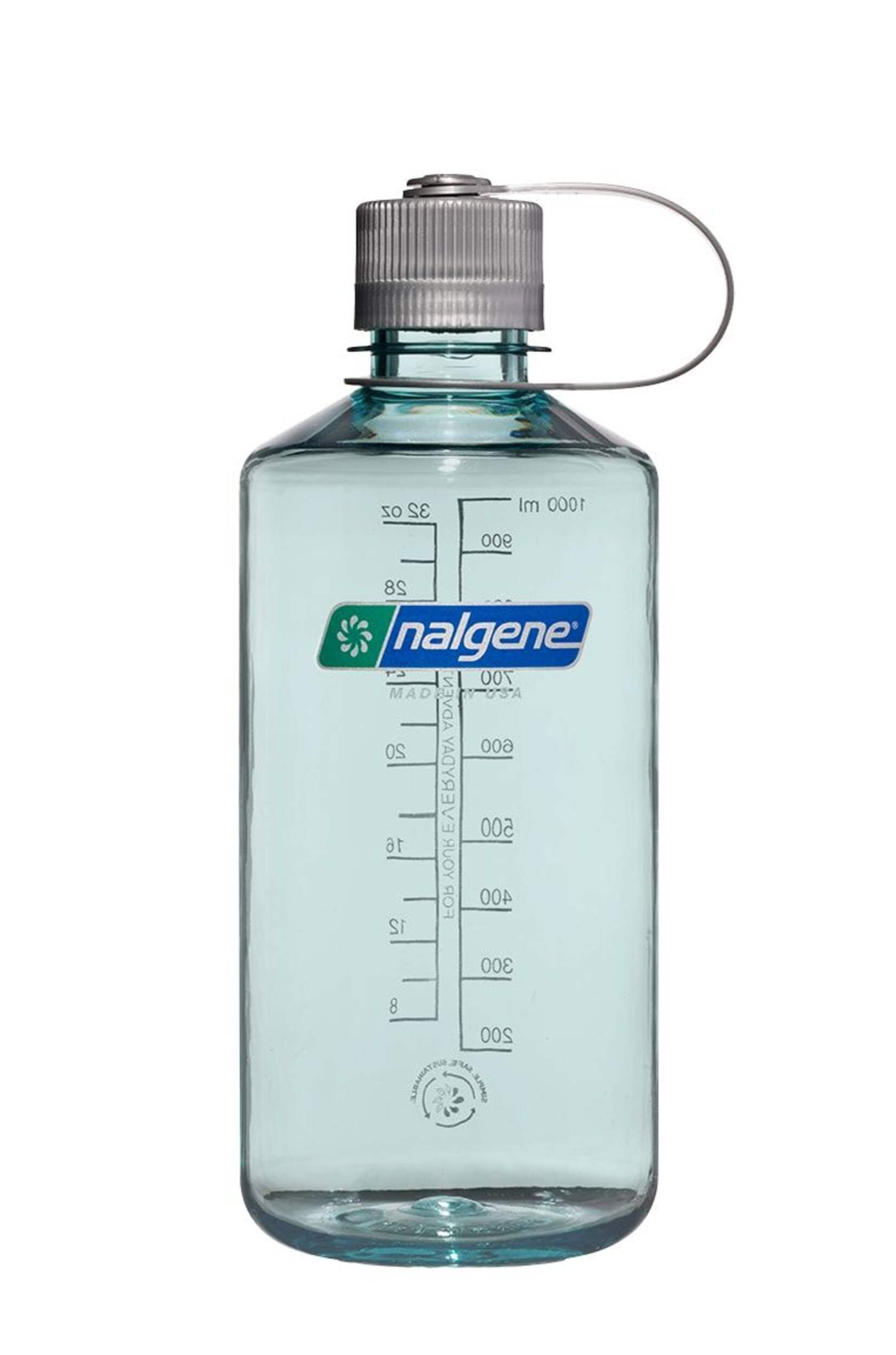 Nalgene Sustain® Narrow Mouth Water Bottle, Seafoam, 1 L Front_Flat