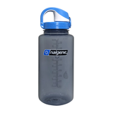 Nalgene On-The-Fly Wide Mouth Water Bottle, Grey with Seaport Cap, 1 L Front_Flat