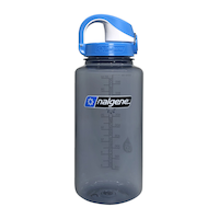 Nalgene On-The-Fly Wide Mouth Water Bottle, Grey with Seaport Cap, 1 L Front_Flat