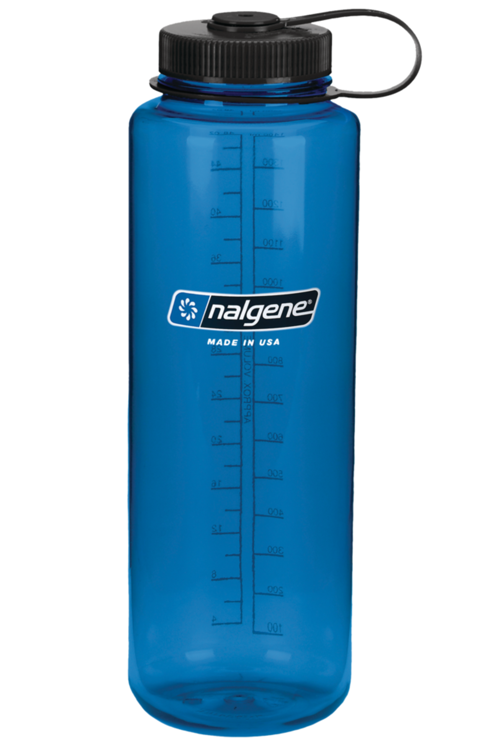 Nalgene Wide Mouth Clear Water Bottle, 1.4-L, Blue Front_Flat