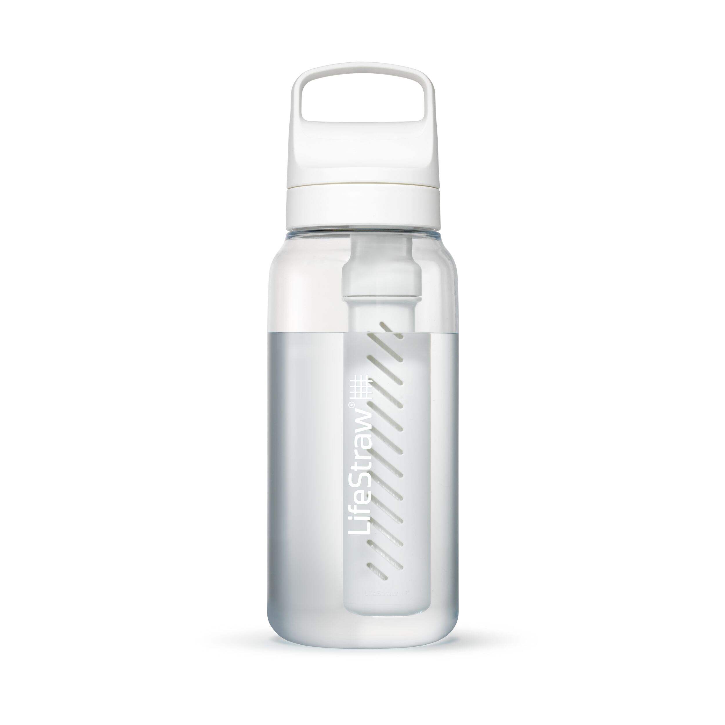 LifeStraw GO Series Water Bottle, 1-L, White Front_Flat