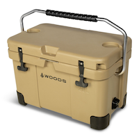 Woods™ ARCTIC Roto-Moulded Cooler with Handle, 20-L, Tan Front_Three_Fourths_Angled_Left
