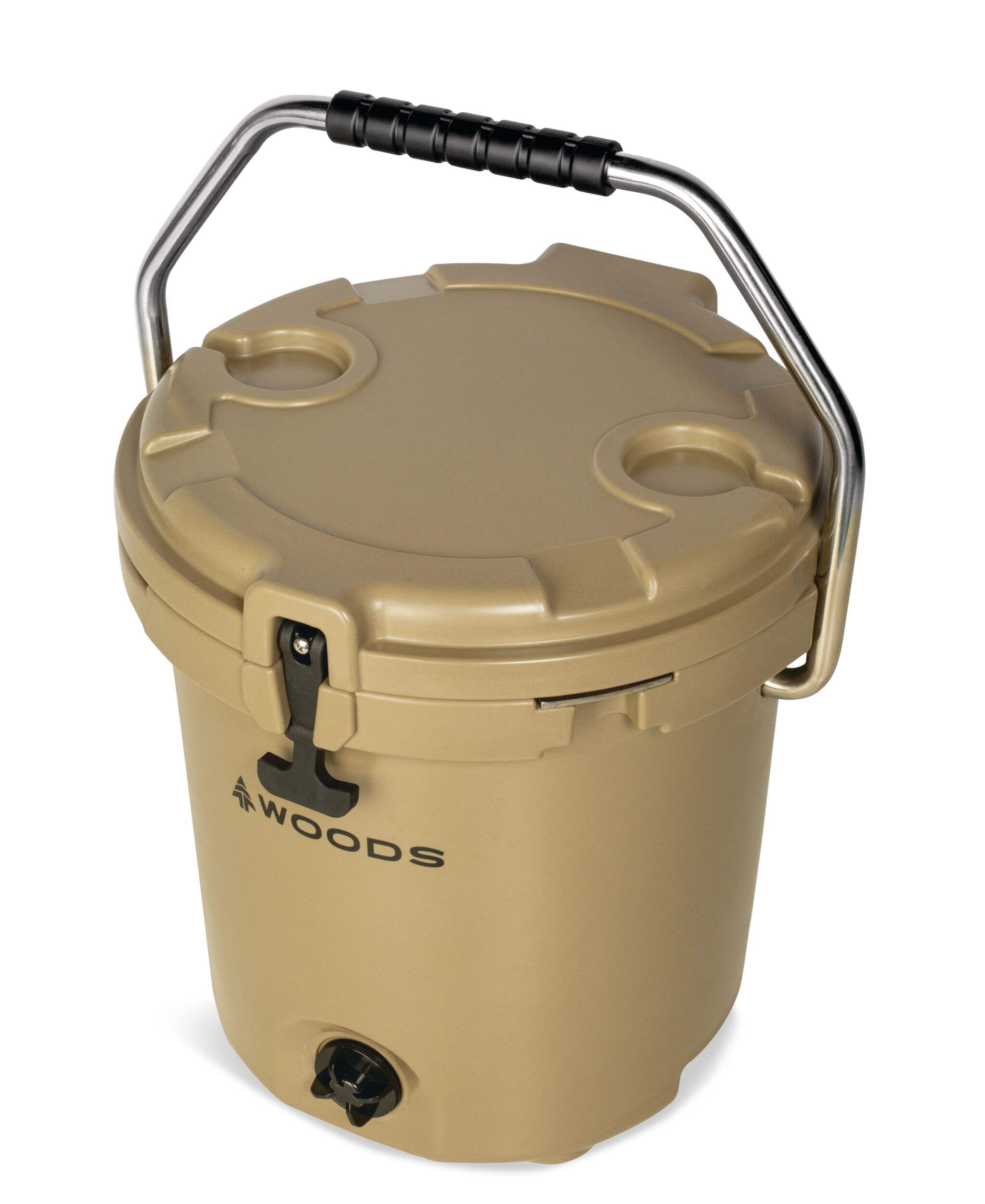 Woods™ ARCTIC Roto-Moulded Bucket Cooler with Handle, 19-L, Tan Front_Three_Fourths_Angled_Left