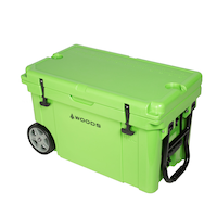 Woods ARCTIC Wheeled Roto-Moulded Cooler with Handle, 65-L, Parrot Green Front_Three_Fourths_Angled_Left