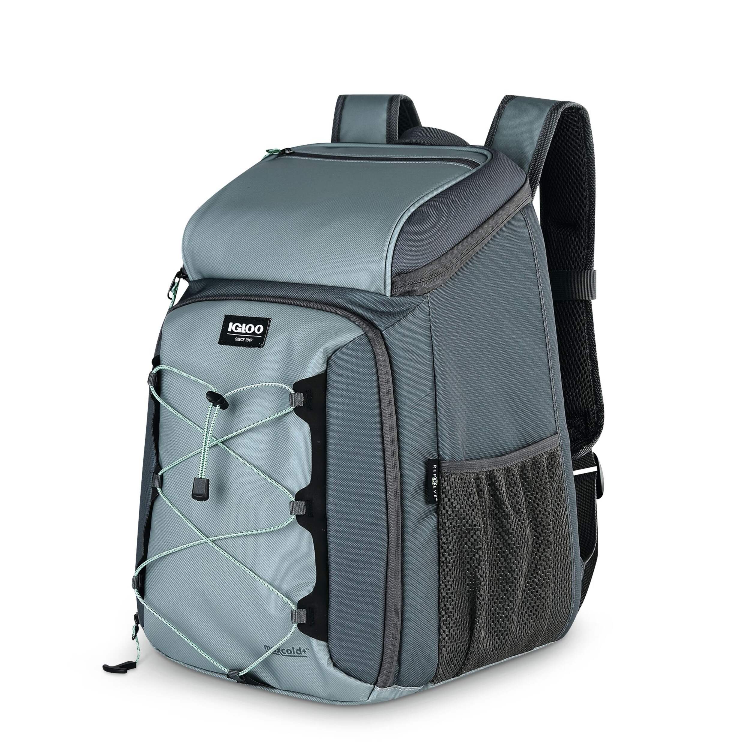 Igloo MaxCold VOYAGER 30-Can Backpack Cooler, Evergreen Front_Three_Fourths_Angled_Left