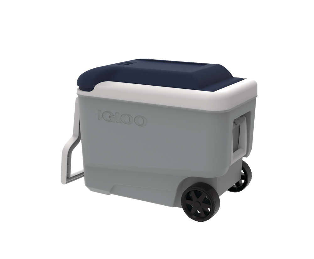 Igloo Wheelie Cooler, with Handle, 53 Can Capacity, 38-L, Grey/Blue
