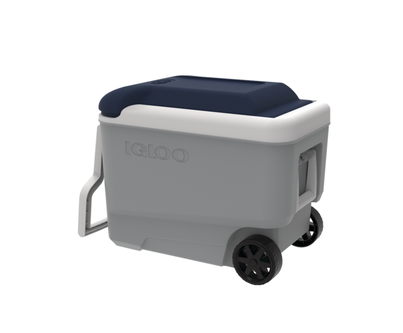 Igloo Wheelie Cooler, with Handle, 53 Can Capacity, 38L, Grey/Blue