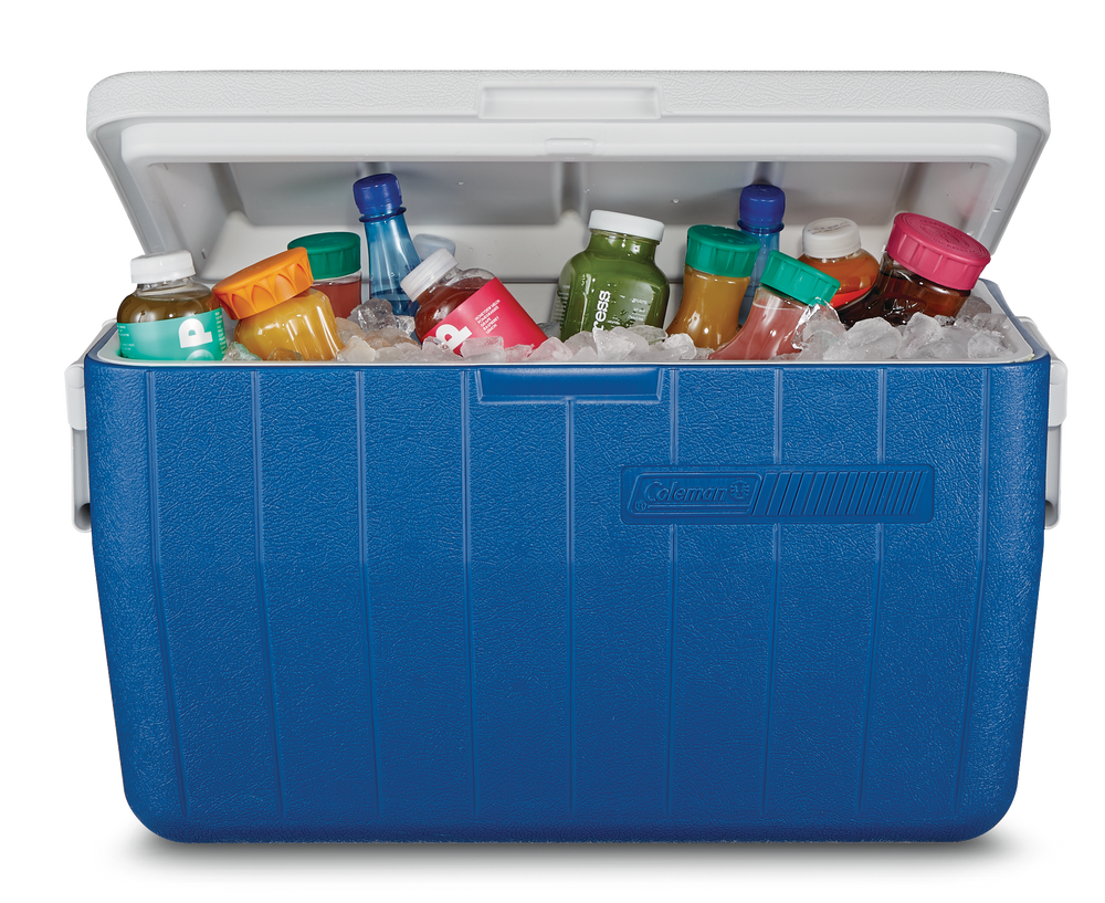 Coleman Chiller 48-Quart Hard Cooler, Holds 2-L Bottles Upright, Blue ...