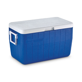 Coleman Chiller 48-Quart Hard Cooler, Holds 2-L Bottles Upright, Blue Front_Three_Fourths_Angled_Right