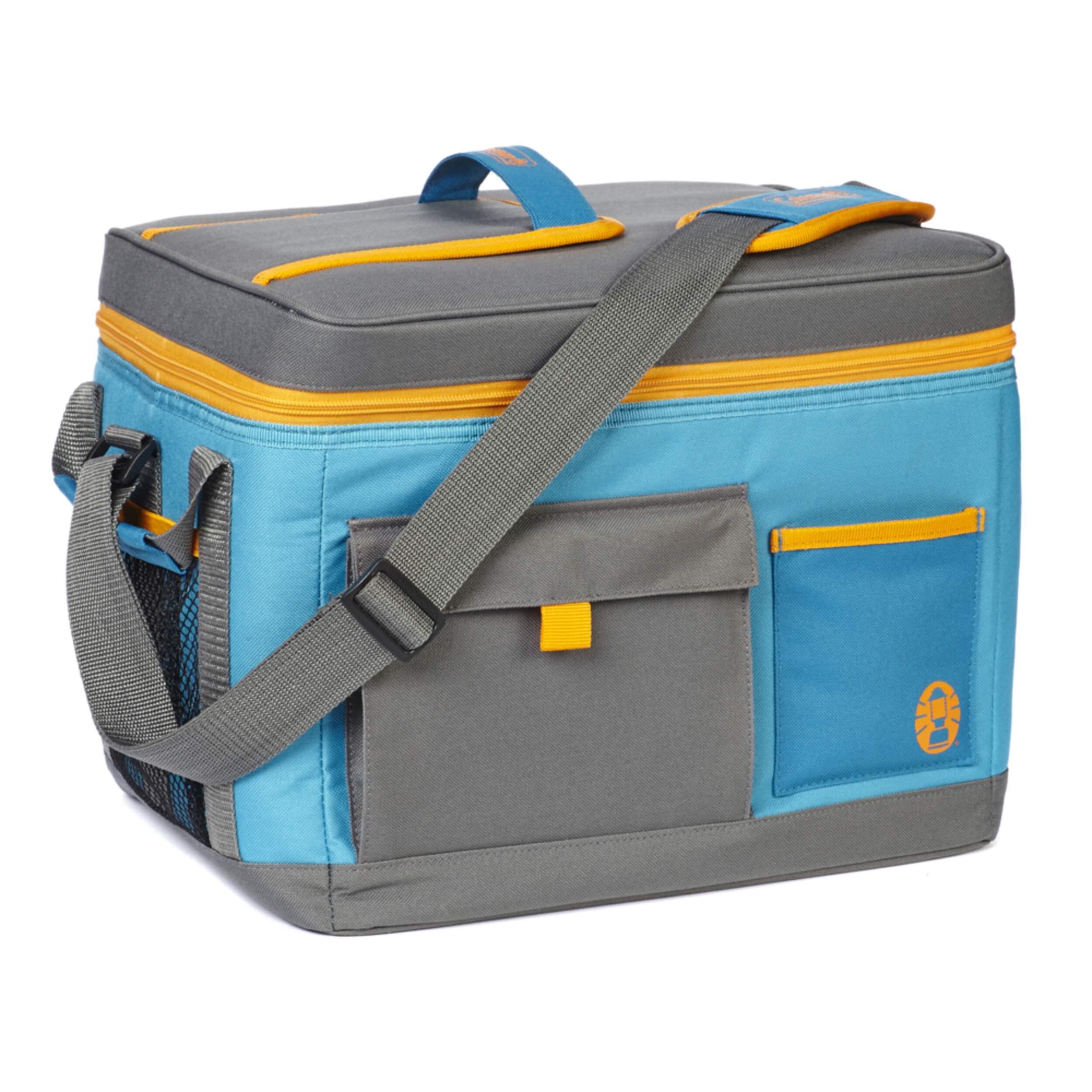 Glacière souple haute performance Coleman Sport, capacité de 36 canettes, 12 L, bleu/gris/jaune Front_Angled_Right