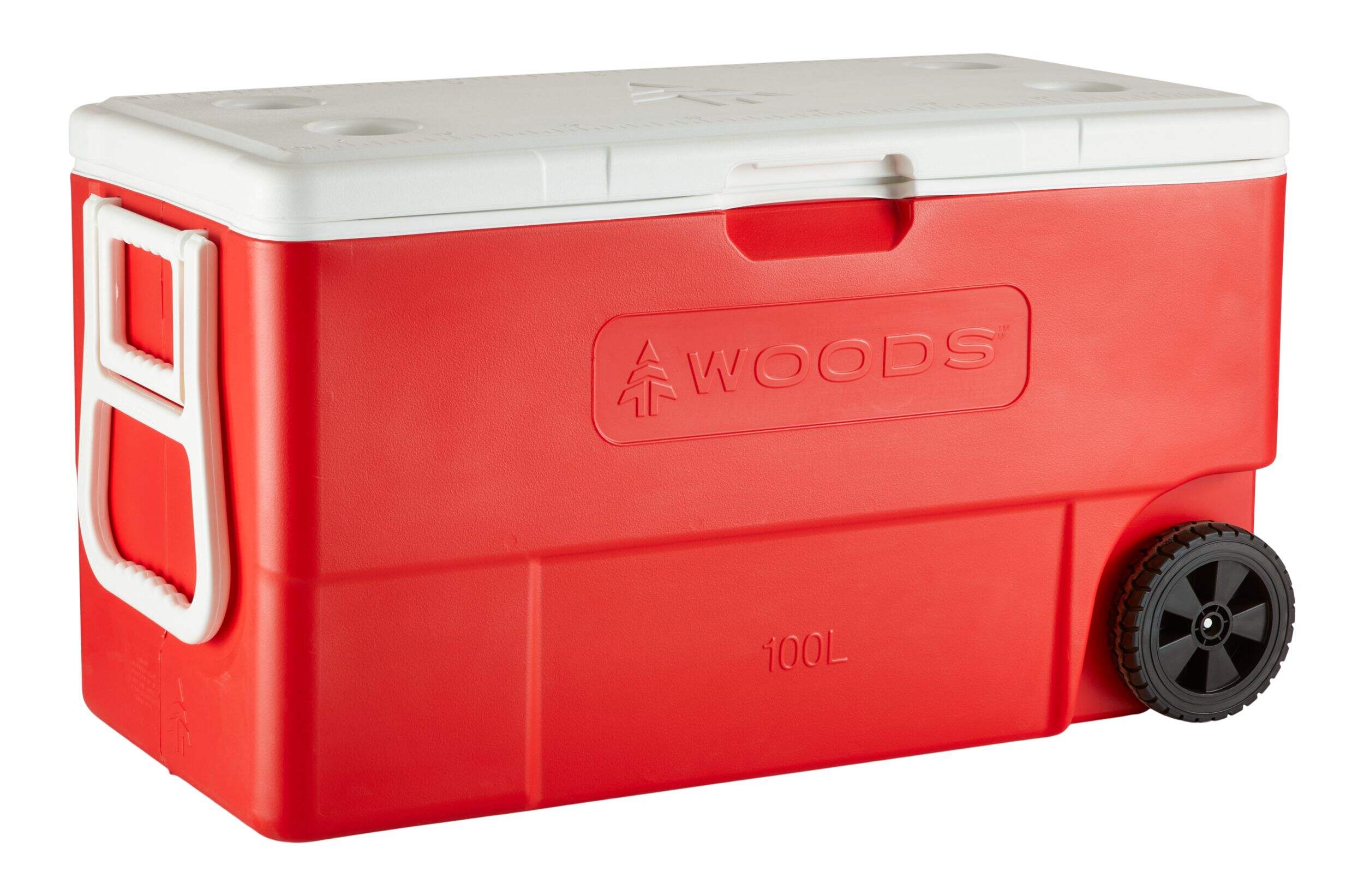 Woods™ Boreal 100 Wheeled Camping Cooler, 130-Can Capacity, 100-L Front_Three_Fourths_Angled_Right