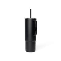 MiiR Stainless Steel Insulated All Day Straw Cup with Handle, Black, 32-oz Front_Three_Fourths_Angled_Left