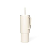 MiiR Stainless Steel Insulated All Day Straw Cup with Handle, Sandstone White, 32-oz Front_Three_Fourths_Angled_Left