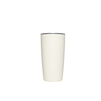 MiiR Stainless Steel Insulated Travel Tumbler with Press-Fit Slide Lid, Sandstone White, 16-oz Front_Flat
