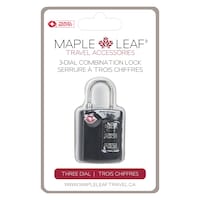 Maple Leaf Travel Sentry TSA-Approved 3-Dial Combination Luggage/Suitcase Lock Front_Flat