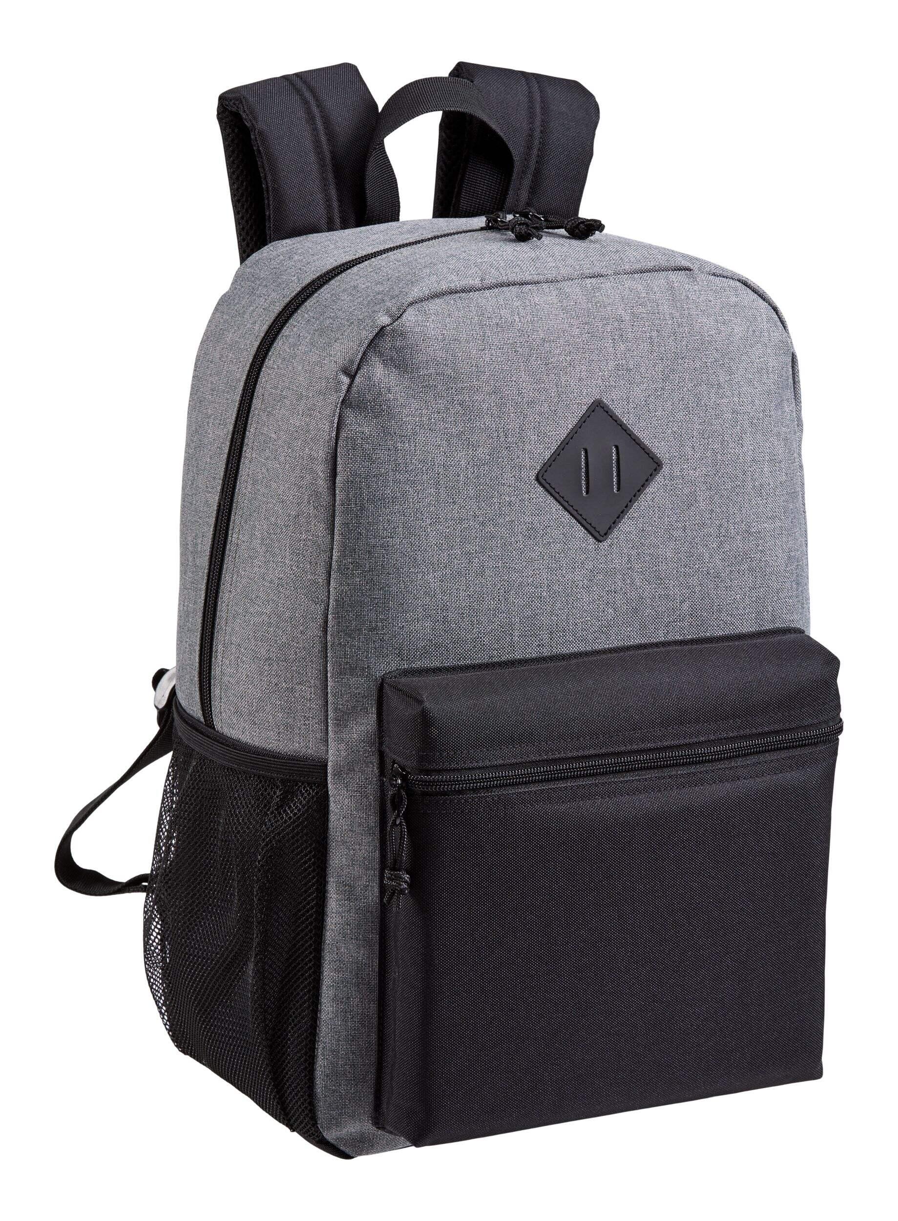Outbound Black & Grey Backpack with Laptop Sleeve, Polyester, 17-in Front_Angled_Right