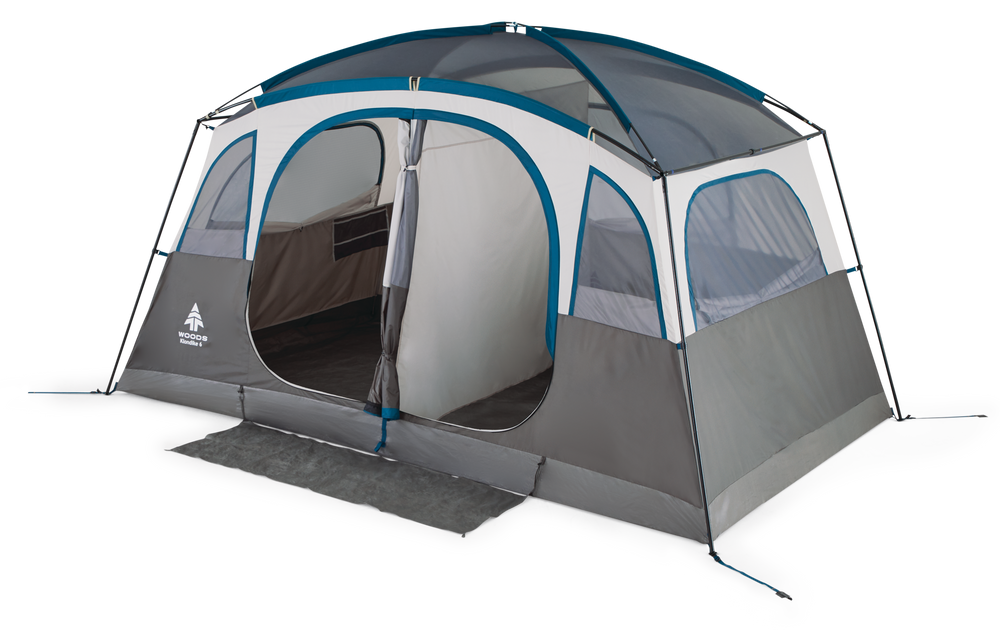 Woods Klondike 3Season, 6Person Camping Cabin Tent w/ Canopy/Awning