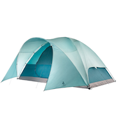 Woods Creekside 3-Season, 8-Person Camping Dome Tent w/ Canopy/Awning, Rain Fly & Carry Bag Front_Three_Fourths_Angled_Left