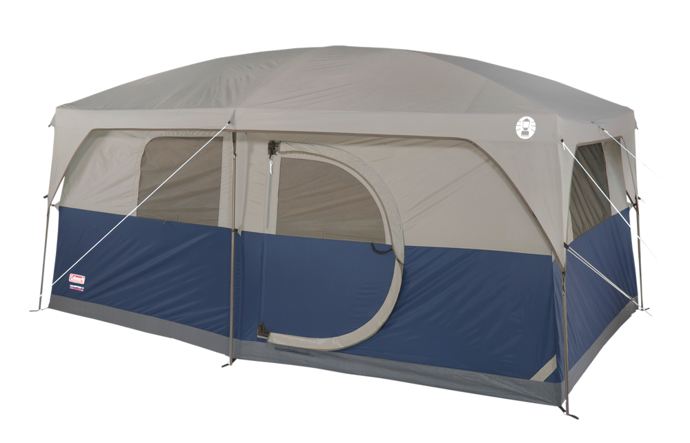 Coleman Hampton 3-Season, 9-Person, 2-Room Camping Cabin Tent w/ Room  Divider, Rain Fly & Carry Bag