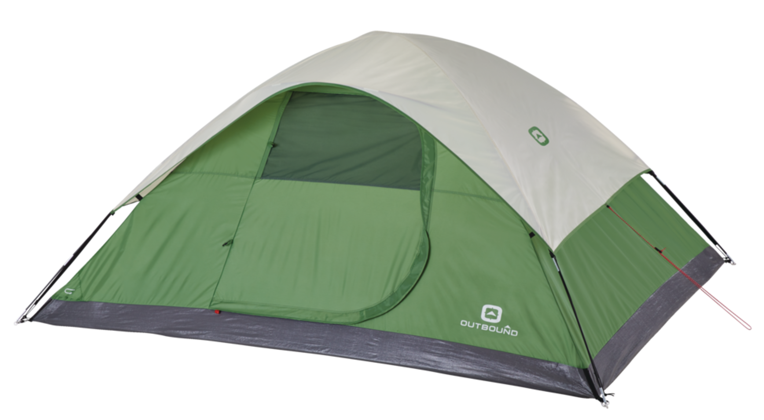 Outbound 3-Season, 4-Person Camping Dome Tent w/ Rain Fly & Carry Bag Front_Angled_Left