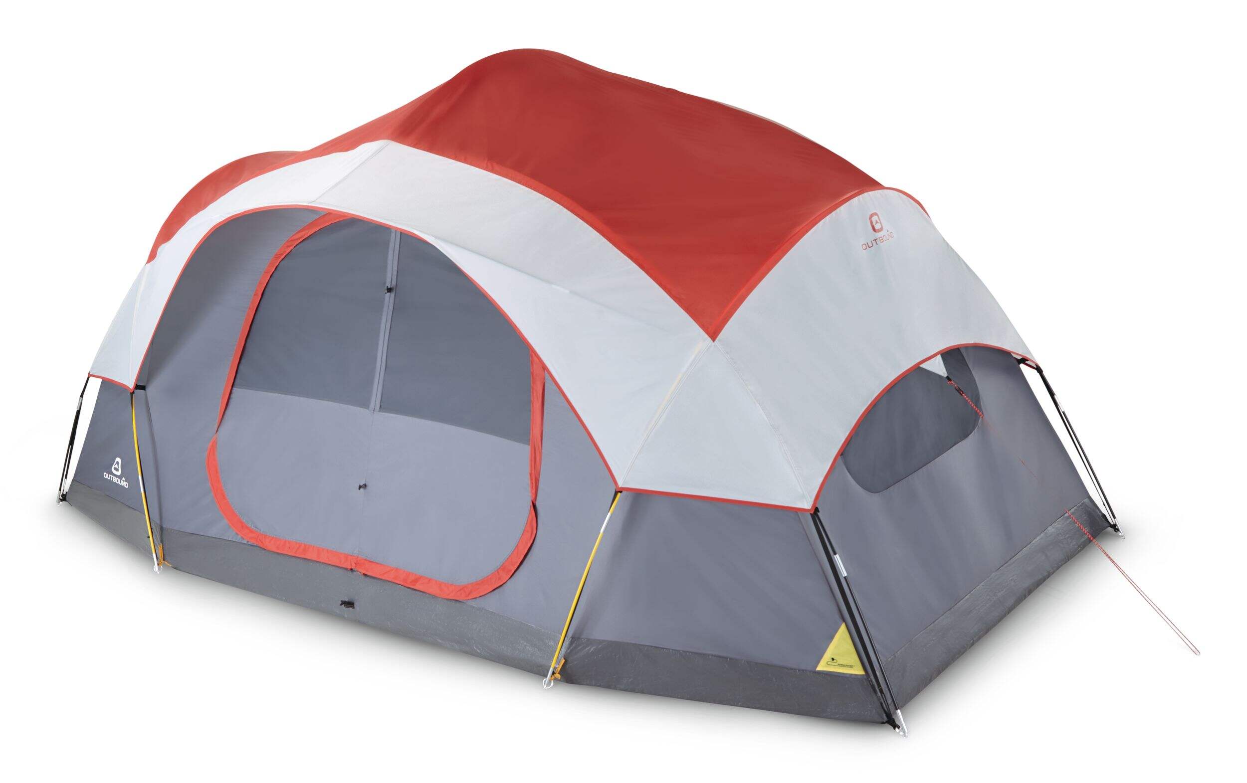 Outbound 3-Season, 8-Person 2-Room Camping Dome Tent with Divider, Rain Fly & Carry Bag Front_Angled_Left