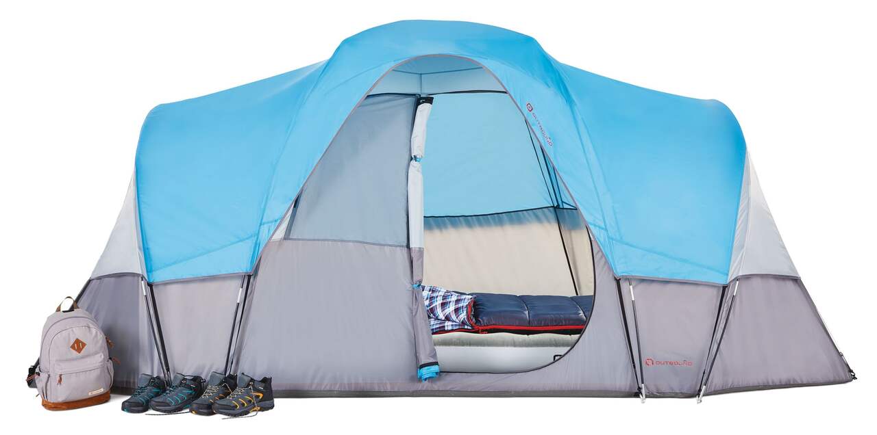 Outbound 3-Season, 8-Person Camping Dome Tent w/ Rain Fly & Carry Bag
