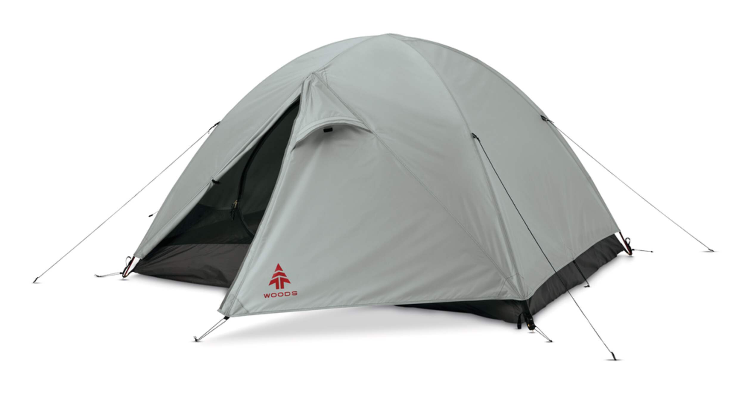 Woods Cascade 3-Season, 3-Person Camping Dome Tent w/ 2 Doors, Vestibules, Rain Fly & Carry Bag Front_Three_Fourths_Angled_Left