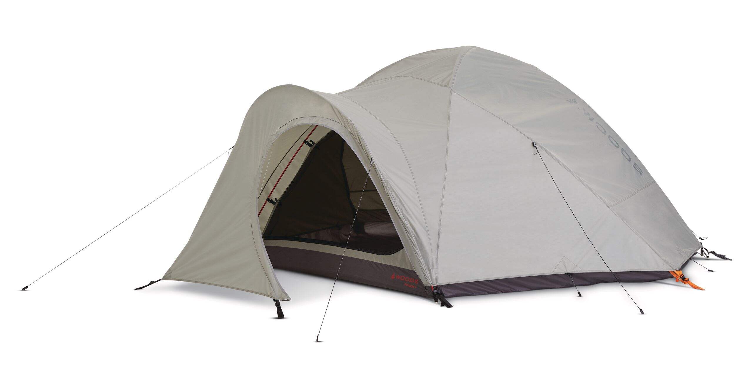 Woods Pinnacle 4-Season Tent, 4-Person Camping Dome w/ Vestibule, Rain Fly & Carry Bag Front_Angled_Left