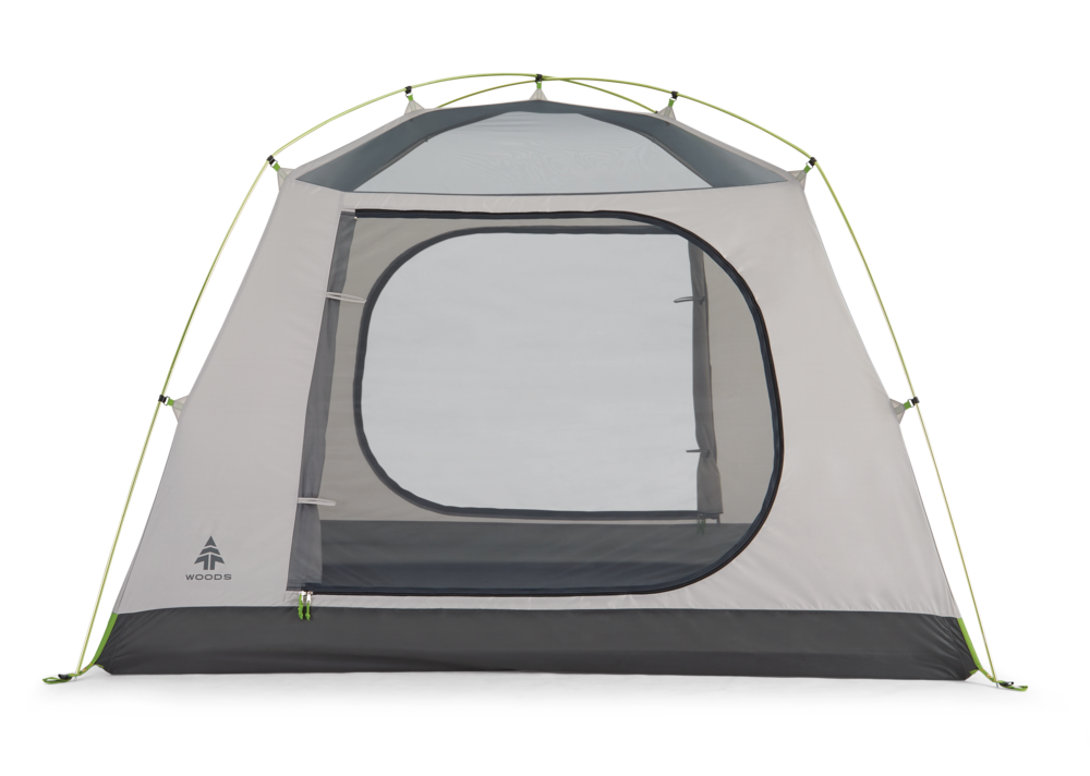 Woods Lookout 3-Season, 4-Person Camping Dome Tent w/ Vestibule, Rain ...