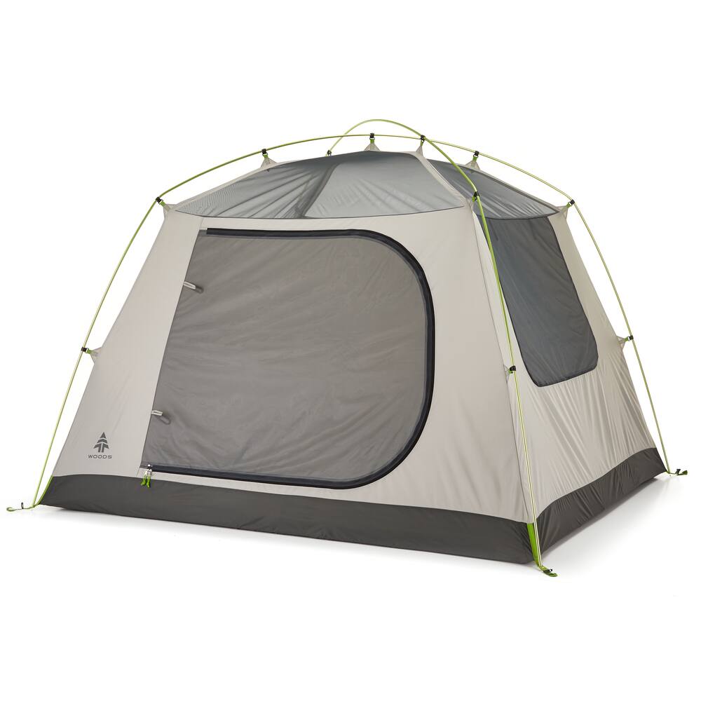 Woods Lookout 3-Season, 4-Person Camping Dome Tent w/ Vestibule, Rain ...