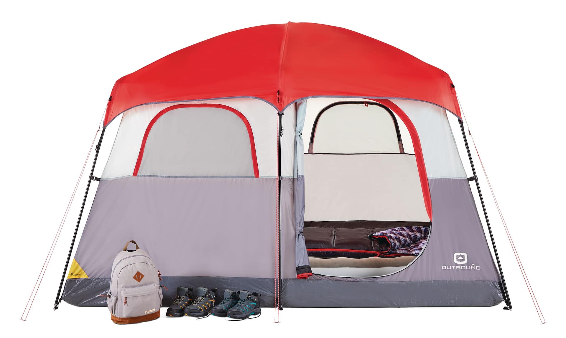 Outbound Hangout 3 Season 6 Person Camping Cabin Tent w Rain Fly