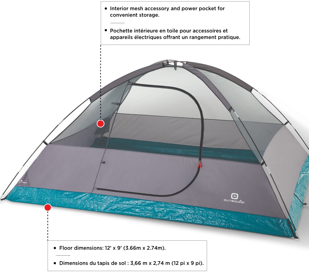 Outbound Cache 3Season, 8Person Camping Dome Tent w/ Rain Fly & Carry