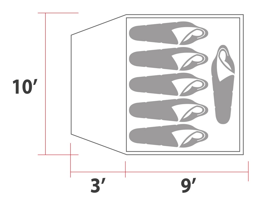 Woods Creekside 3Season, 6Person Camping Dome Tent w/ Canopy/Awning