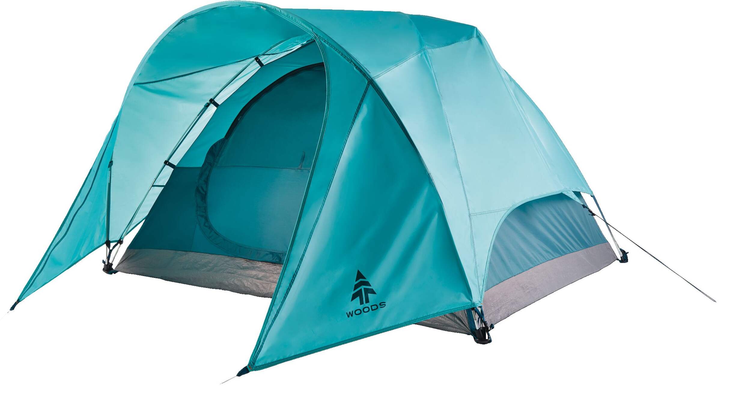 Woods™ Creekside 3-Season, 3-Person Camping Dome Tent with Canopy/Awning, Rain Fly & Carry Bag Front_Angled_Left