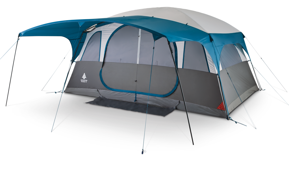 Woods Klondike 3Season, 10Person Camping Cabin Tent w/ Canopy/Awning