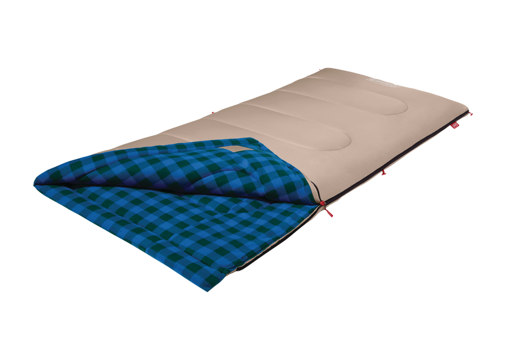 Woods Canmore Cotton Flannel Lined Insulated Cool Weather Sleeping Bag w/  Compression Sack, 0°C