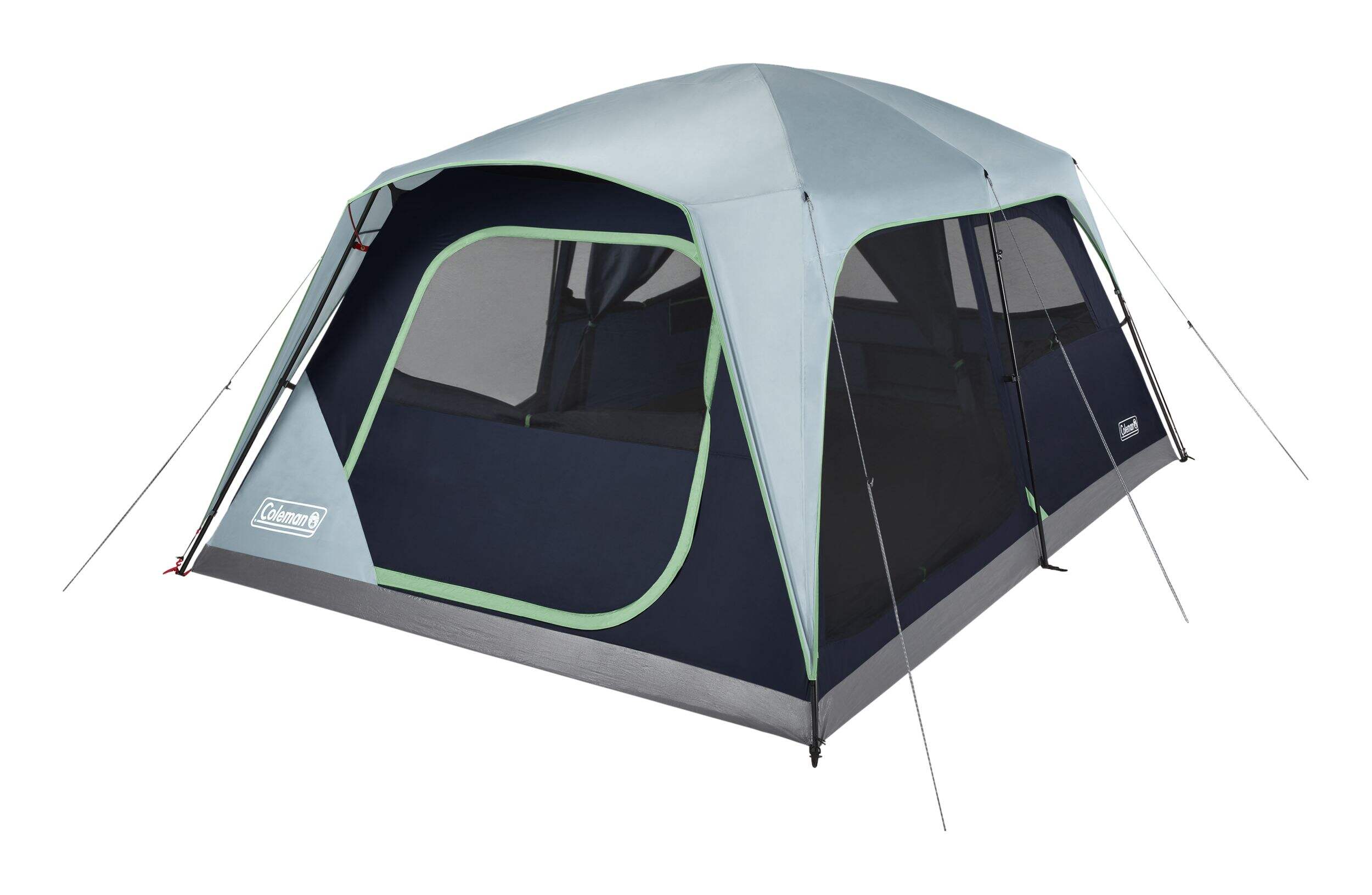 Coleman Skylodge 10-Person Camping Tent with Convertible Screened Room, Rain Fly & Carry Bag, Blue Nights Front_Angled_Left