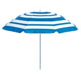 Outbound Beach Umbrella, Portable Striped Sun Shade w/ Pointed Sand Pole, Assorted, 6-ft Front_Flat