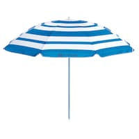 Outbound Beach Umbrella, Portable Striped Sun Shade w/ Pointed Sand Pole, Assorted, 6-ft