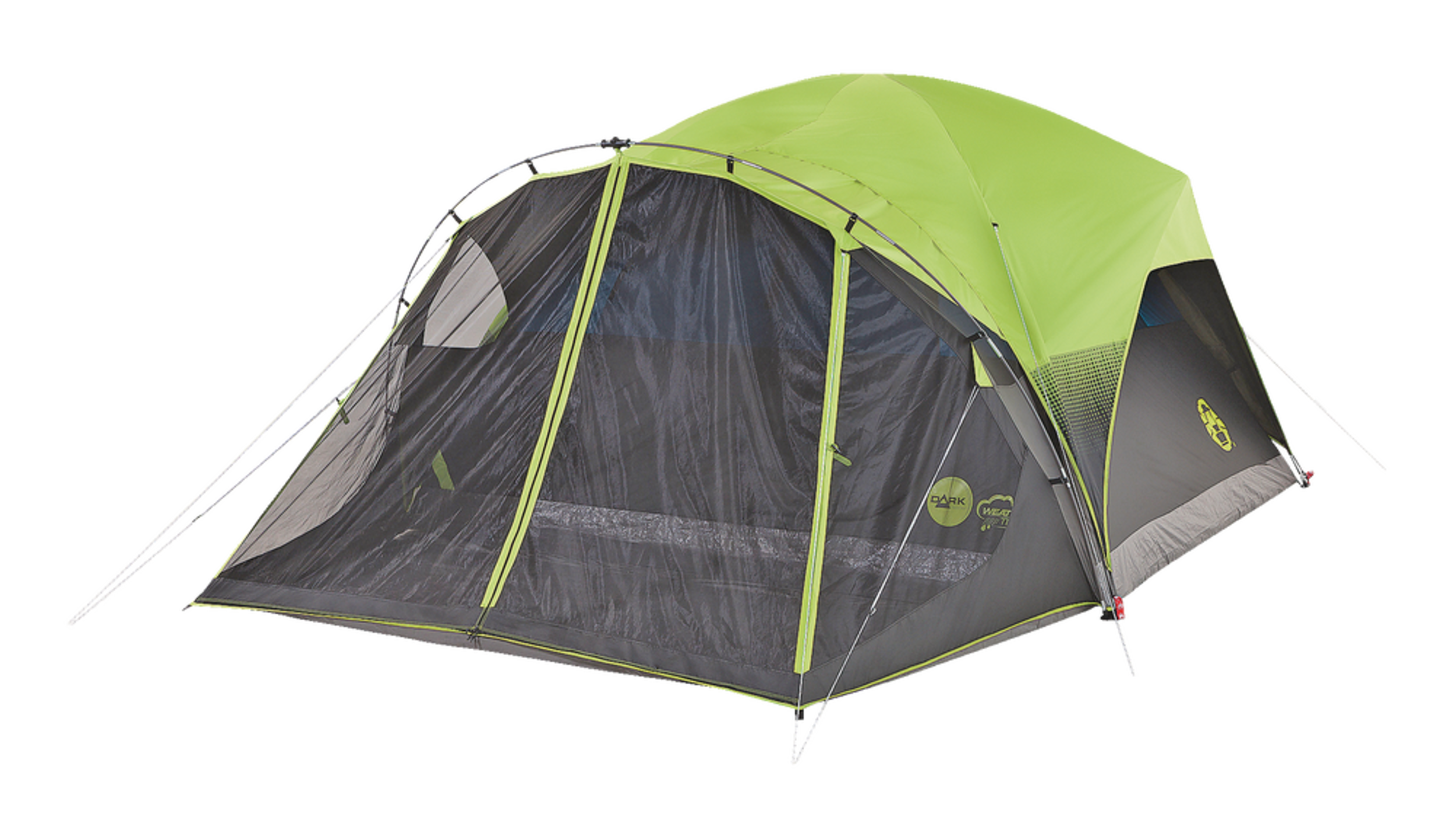 Tente de camping Coleman Carlsbad Dark Room Fast Pitch pour 6 personnes avec chambre moustiquaire, double toit et sac de transport Front_Angled_Left