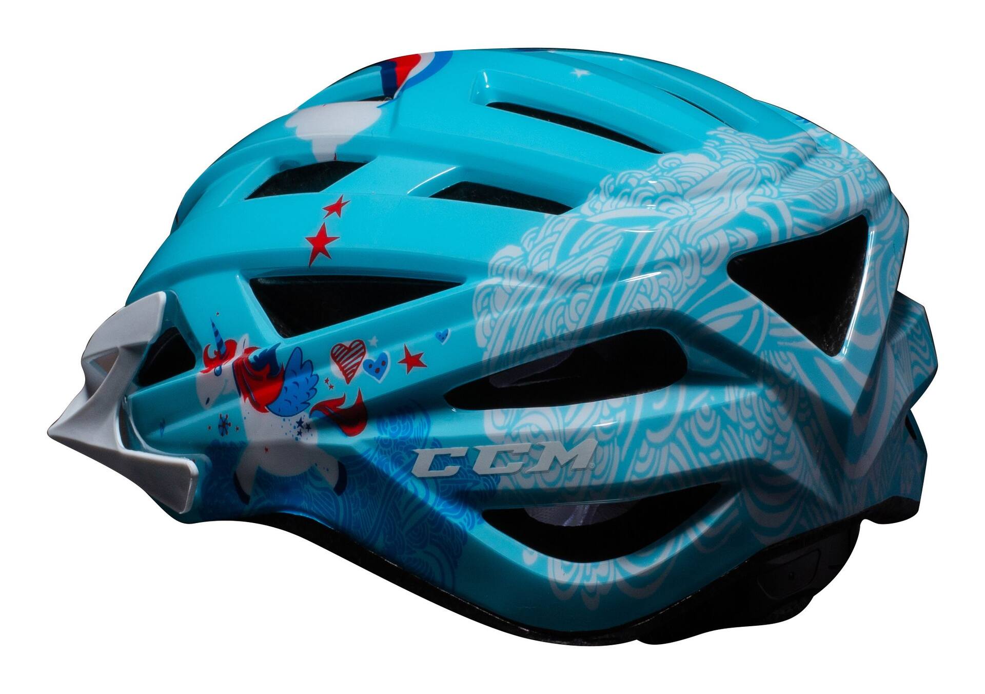 CCM Unicorn Ascent Toddler Bike Helmet w Adjustable Straps Removable Visor Blue Ages 3 5