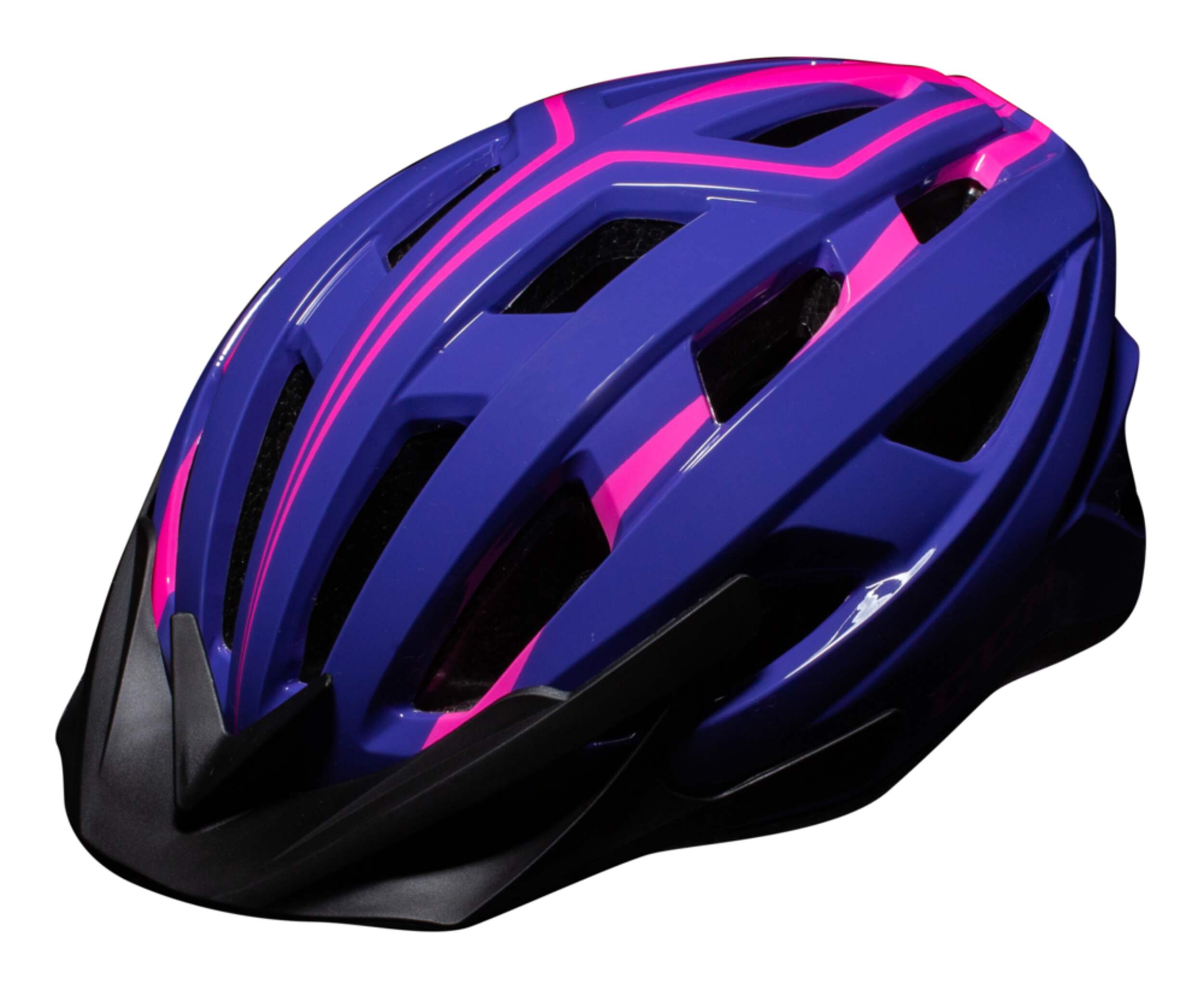 CCM Ascent Youth Bike Helmet w/Adjustable Straps & Removable Visor, Purple, Ages 8+ Front_Angled_Left