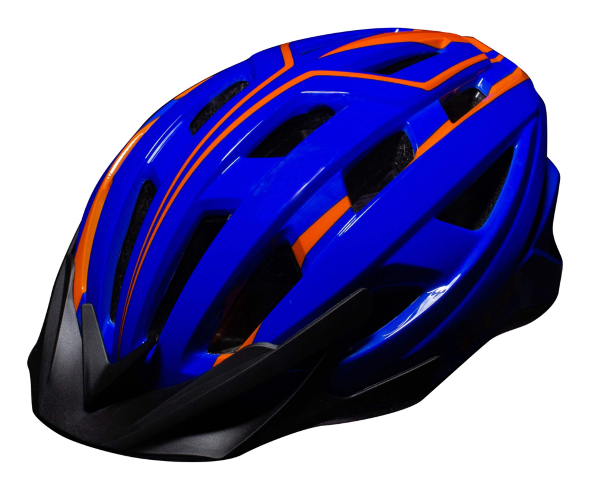 CCM Ascent Youth Bike Helmet w/Adjustable Straps & Removable Visor, Blue, Ages 8+ Front_Three_Fourths_Angled_Left