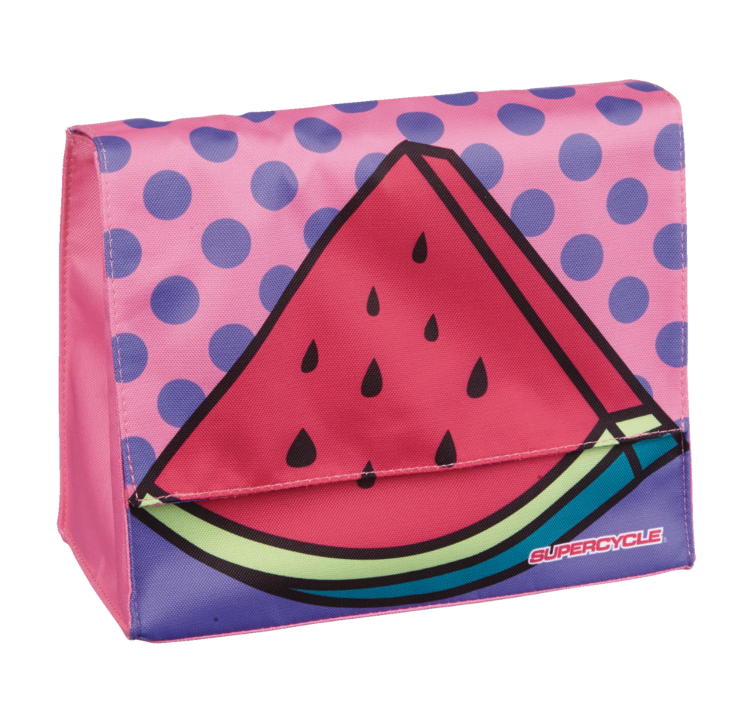 Sac de guidon Supercycle avec sangles à fermeture Velcro, enfants, rose melon d’eau Front_Angled_Right